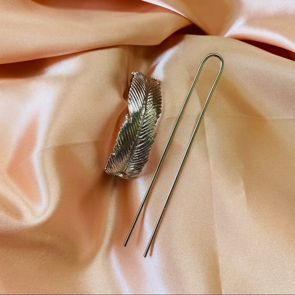 💕Last  one Feather Hair Clip Hair Pins Boho Bun Cage - Picture 2 of 8